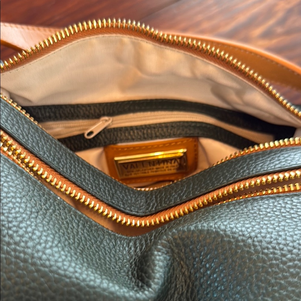 Valentina Italy Black & Tan Pebbled Leather Backpack Purse NWOT - Picture 10 of 10